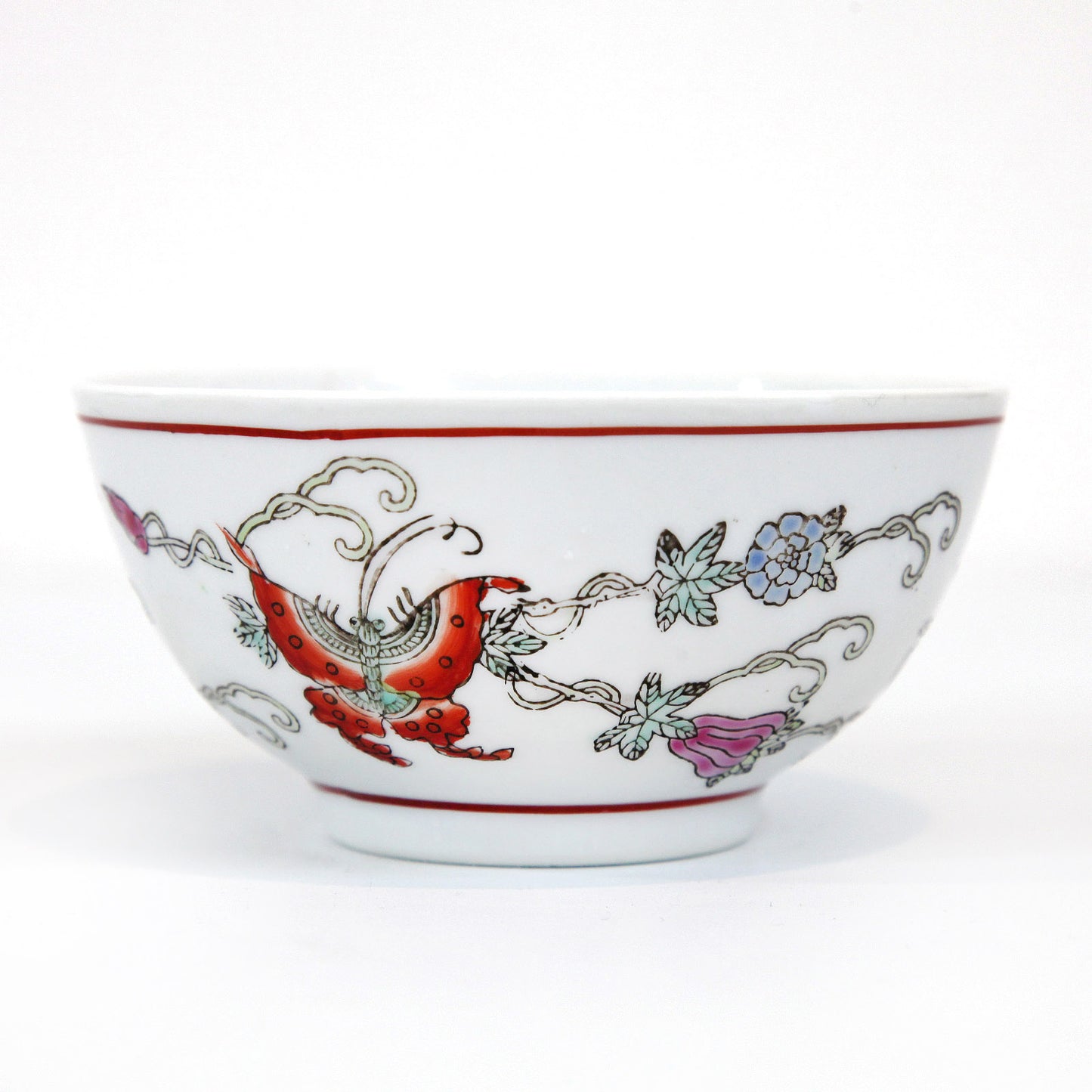 茶碗・蝶と花(ホワイト)