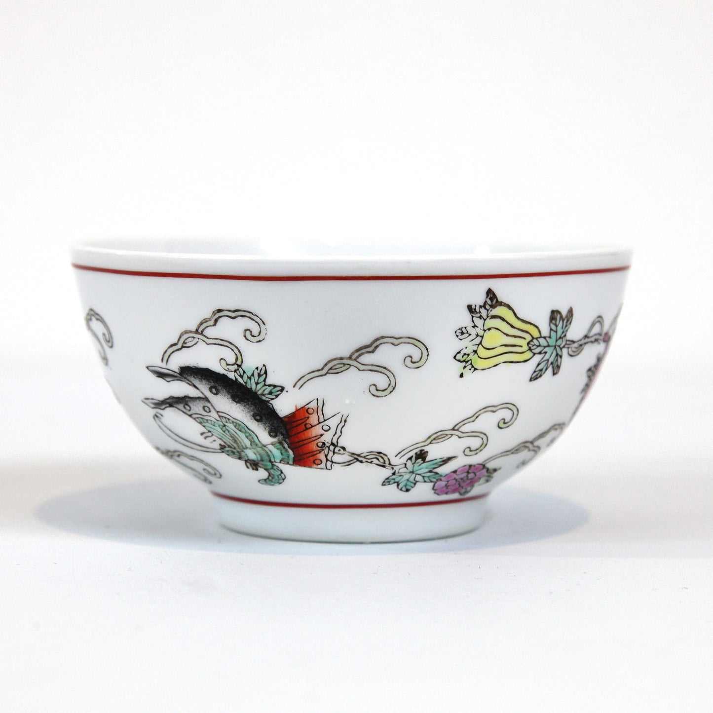 茶碗・蝶と花(ホワイト)