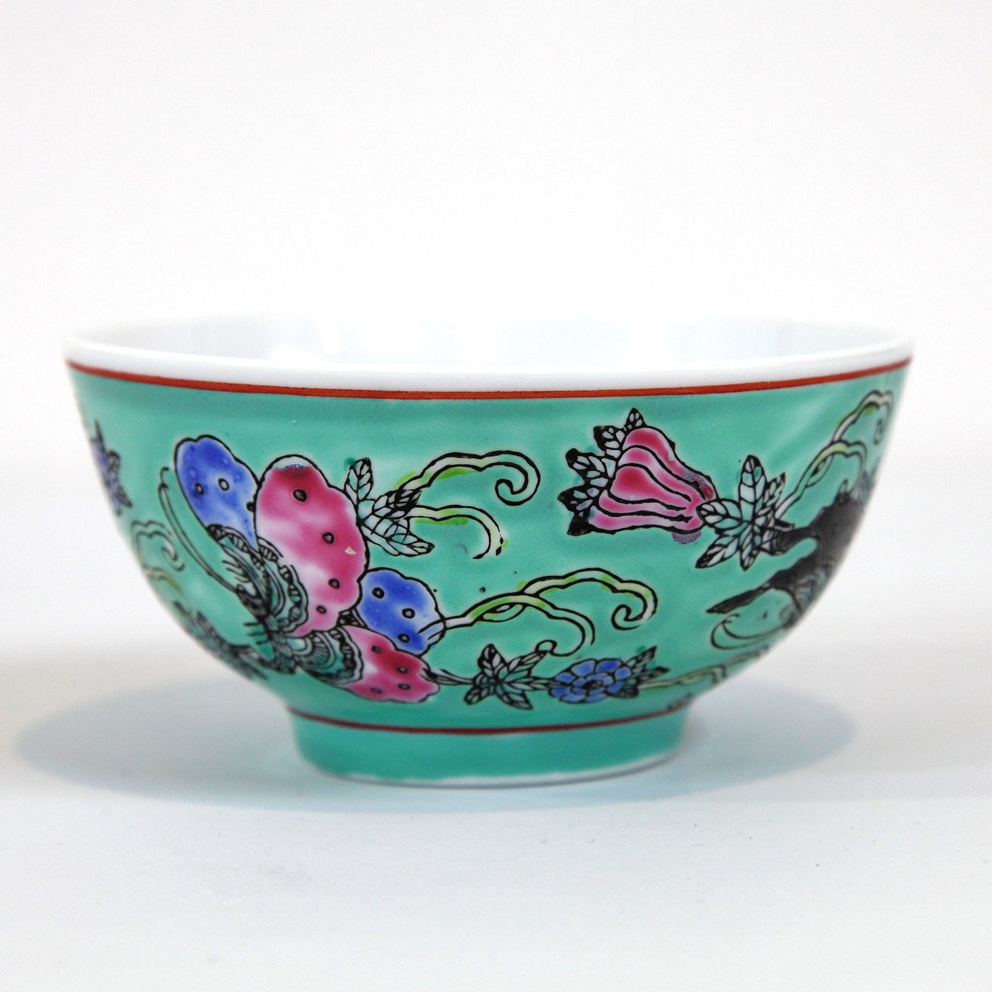 茶碗・蝶と花(グリーン)
