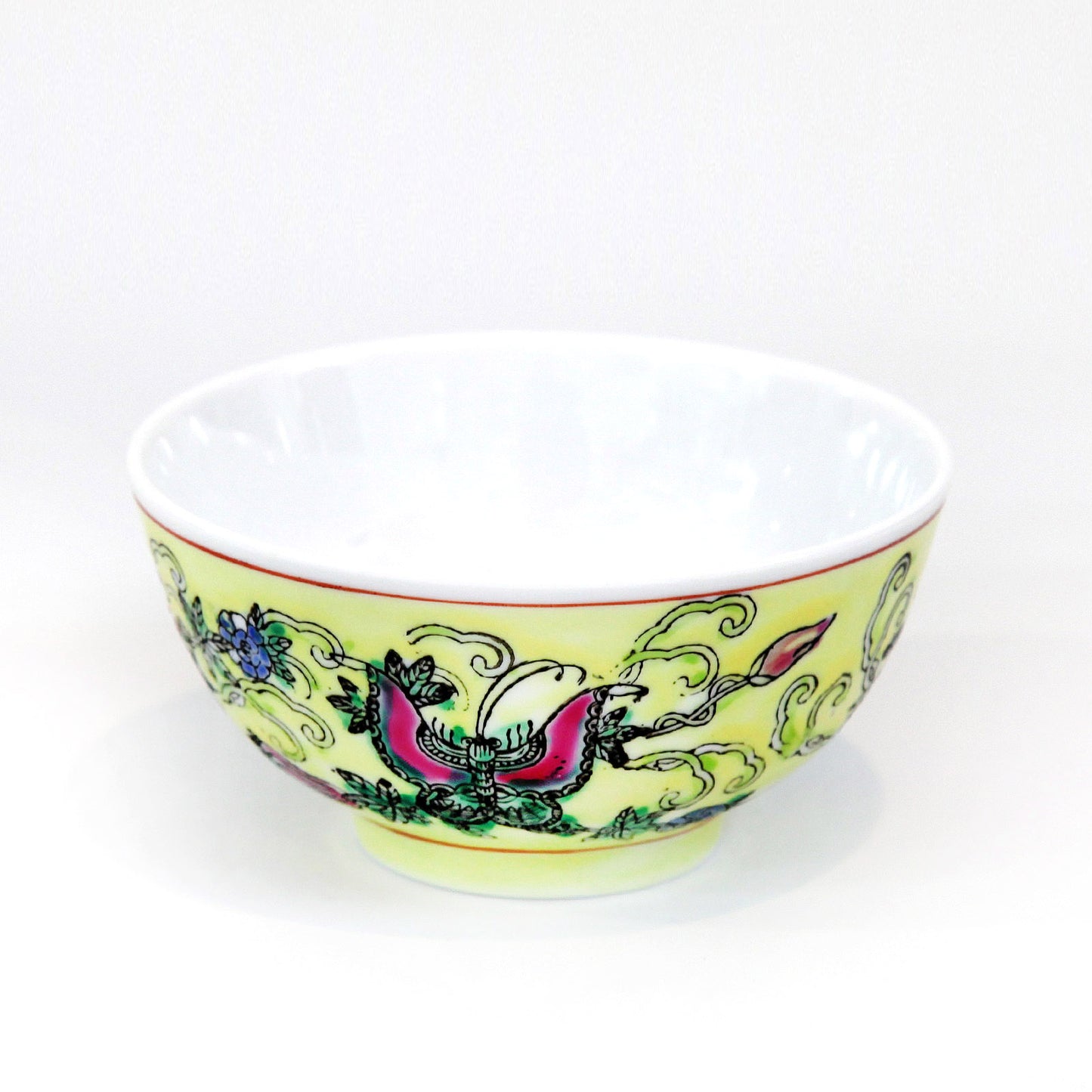 茶碗・蝶と花(イエロー)