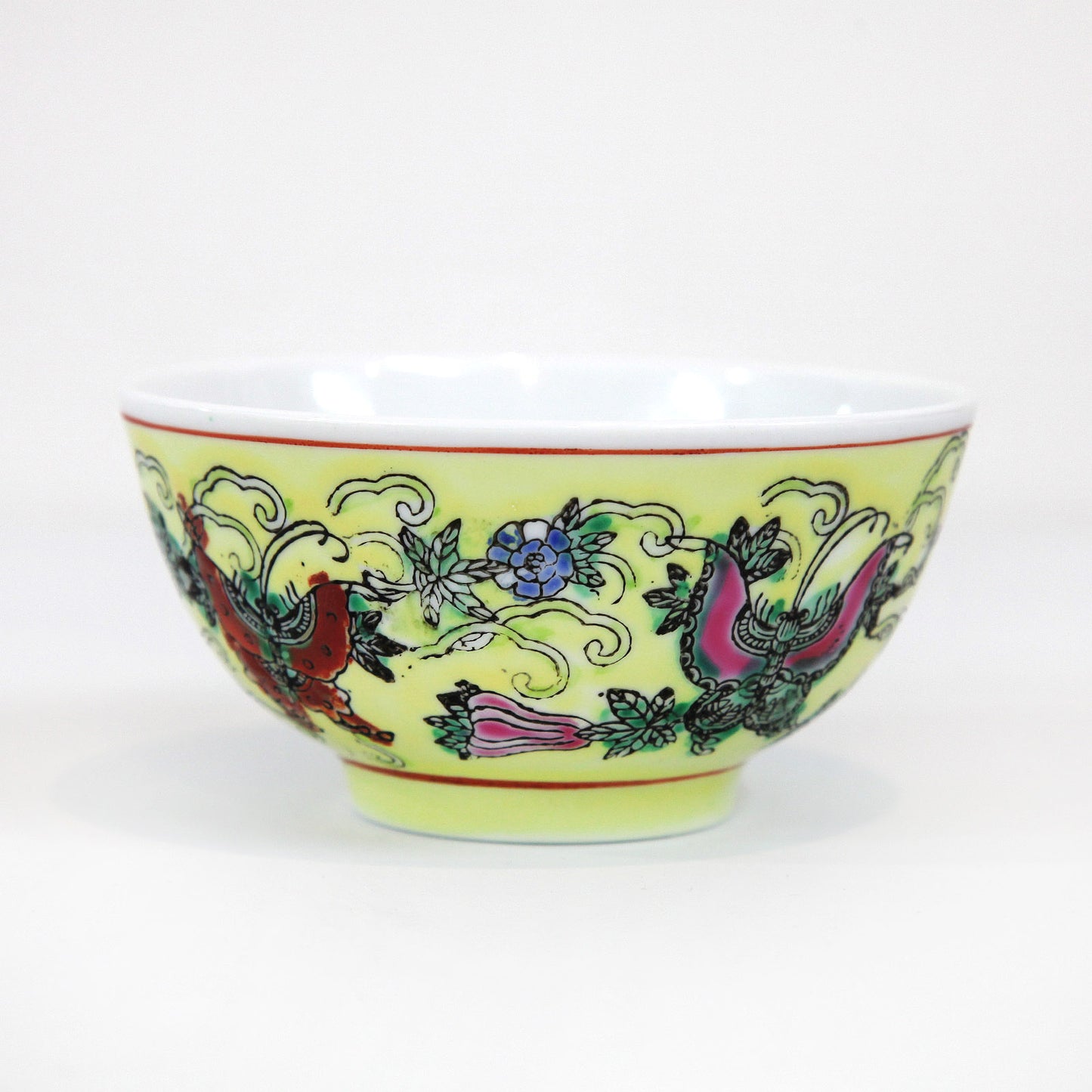 茶碗・蝶と花(イエロー)