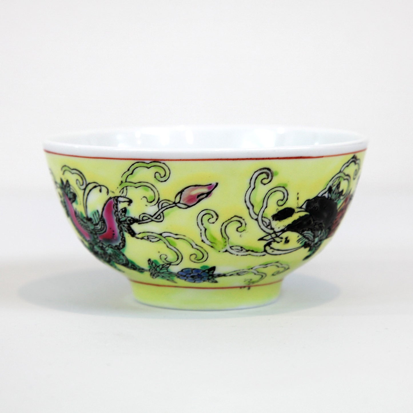 茶碗・蝶と花(イエロー)