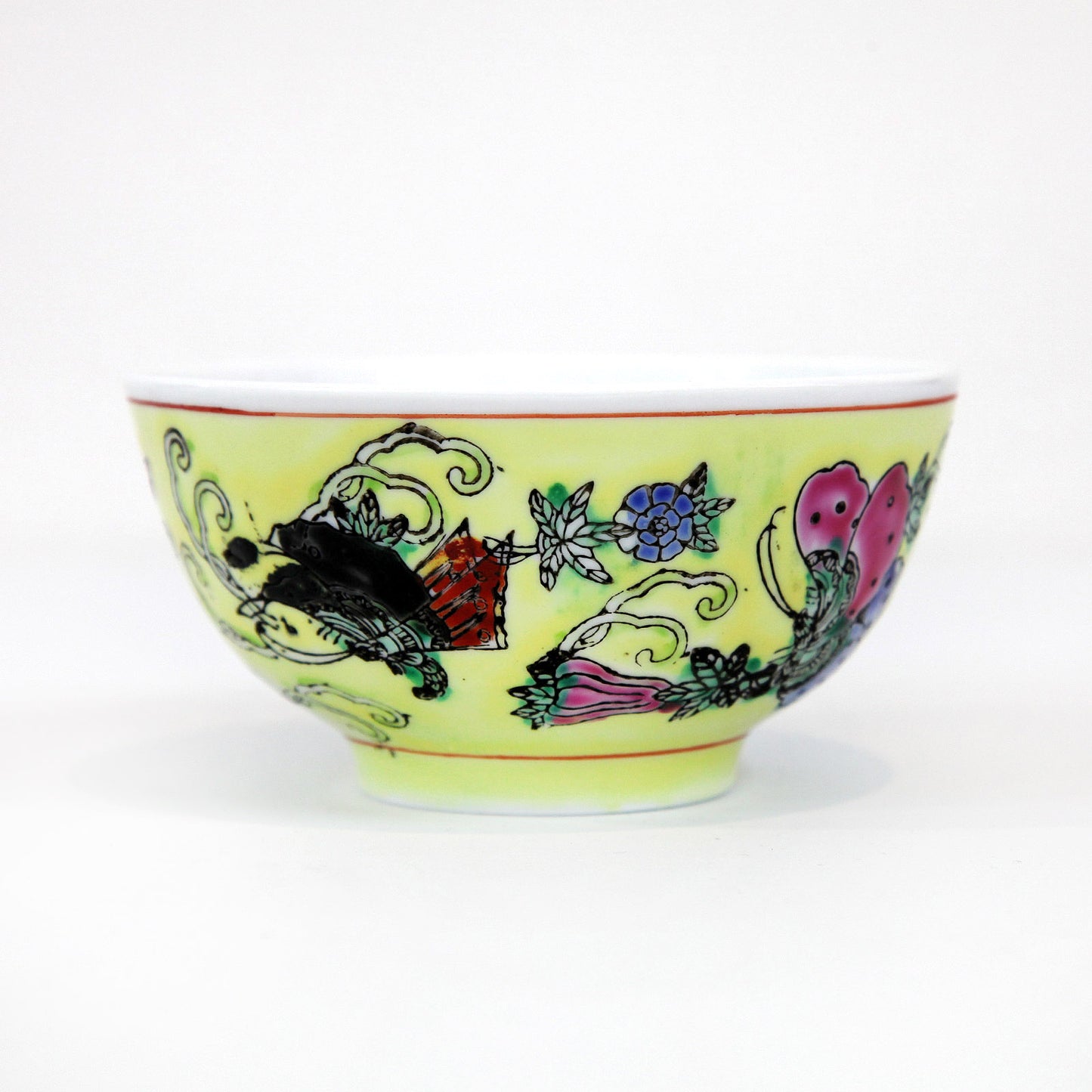 茶碗・蝶と花(イエロー)