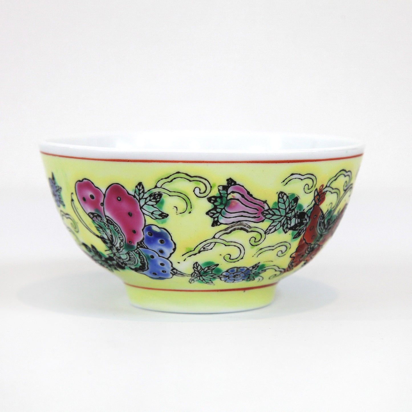 茶碗・蝶と花(イエロー)
