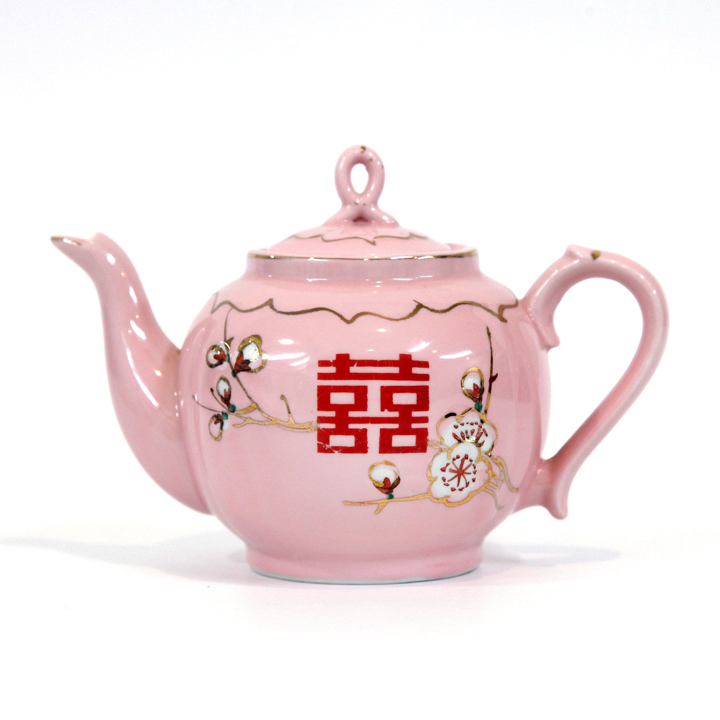 ダブルハピネスお茶セット|皿・茶壺・カップ4個付き