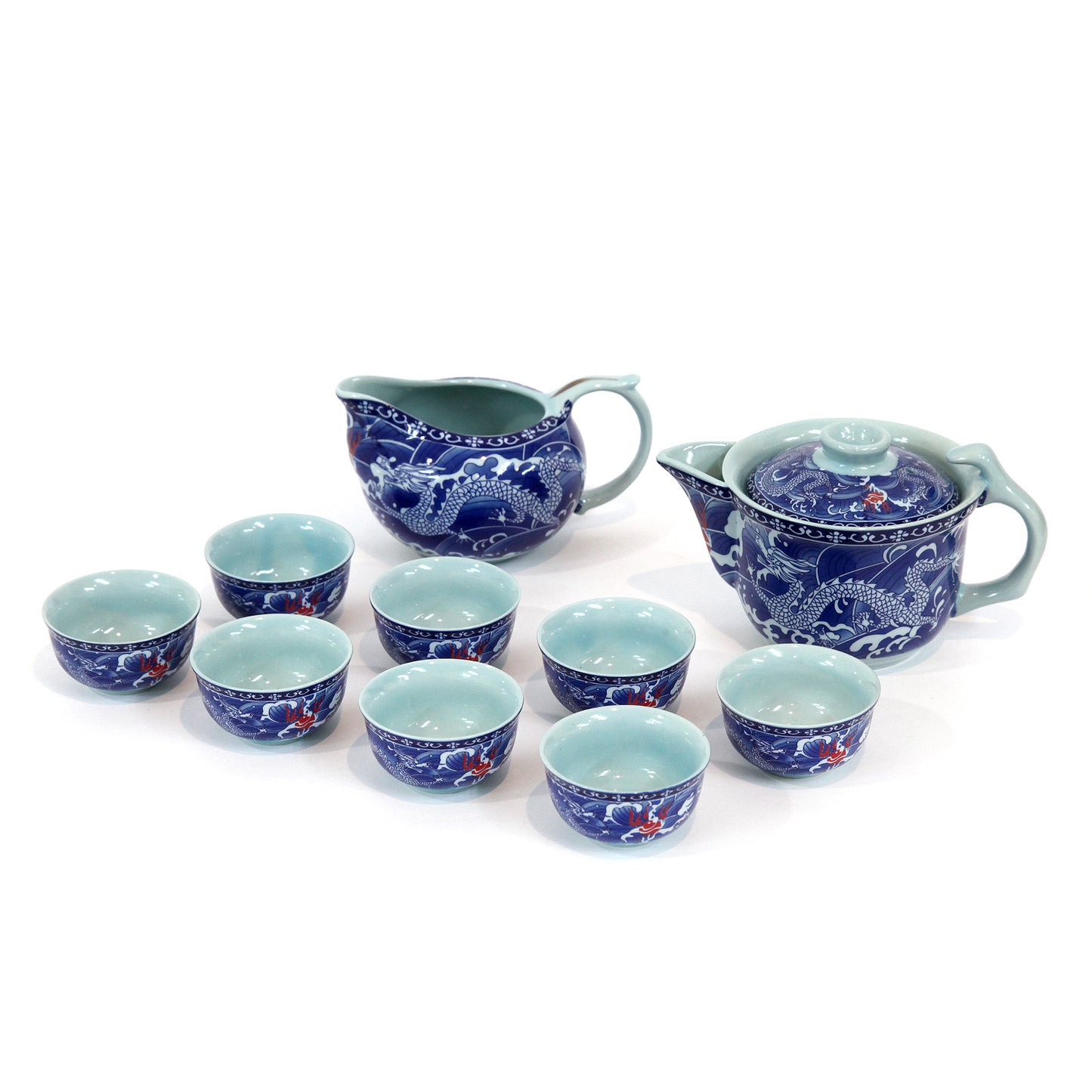 龍柄 急須、茶海&茶杯(8個)セット