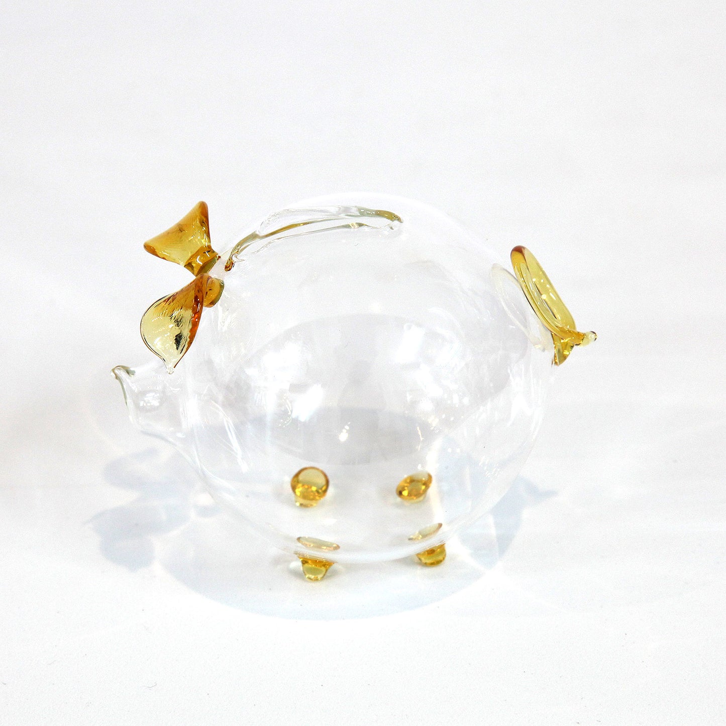 手作りガラス細工・ブタ貯金箱(黄)