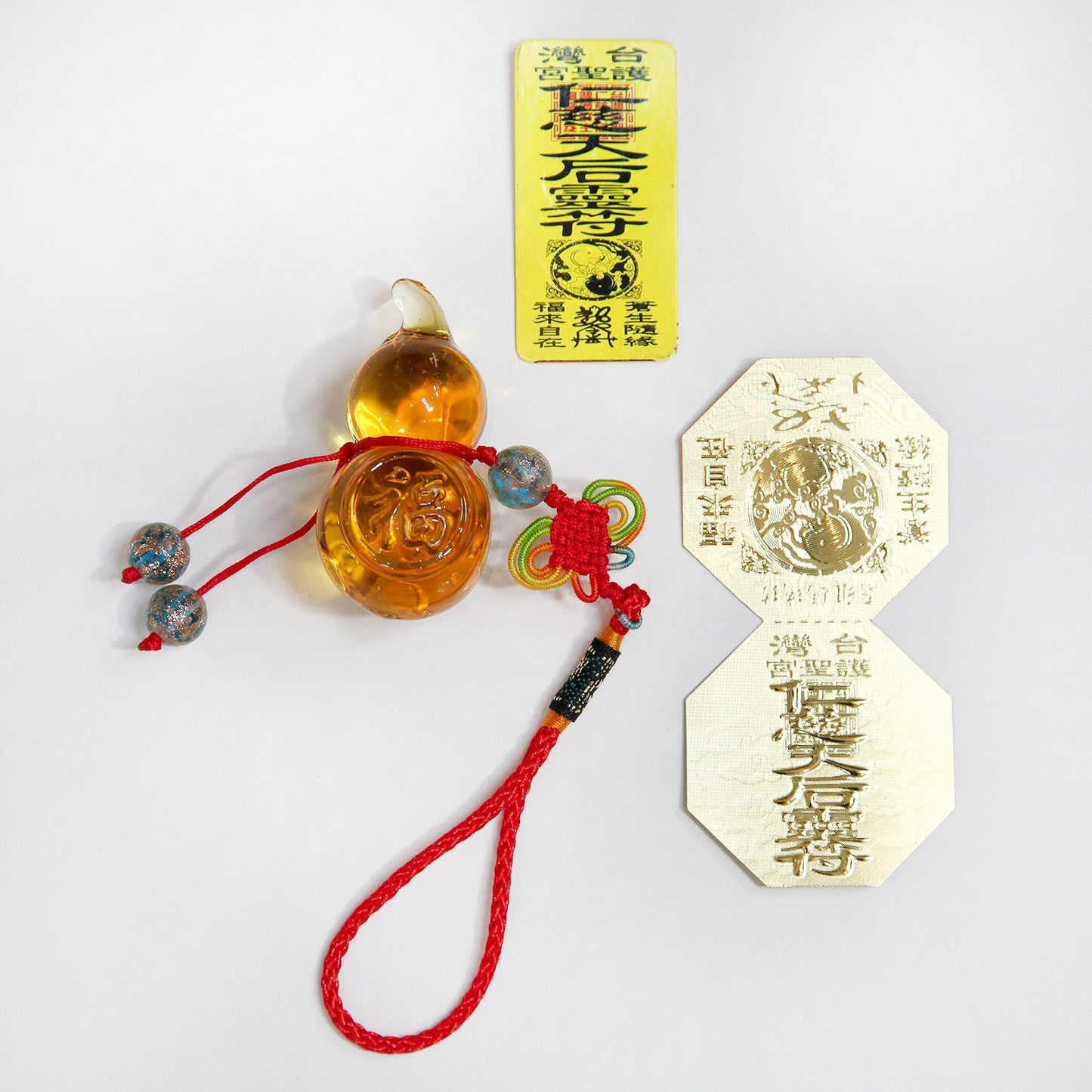ガラス細工・ひょうたん中国結び(金色)