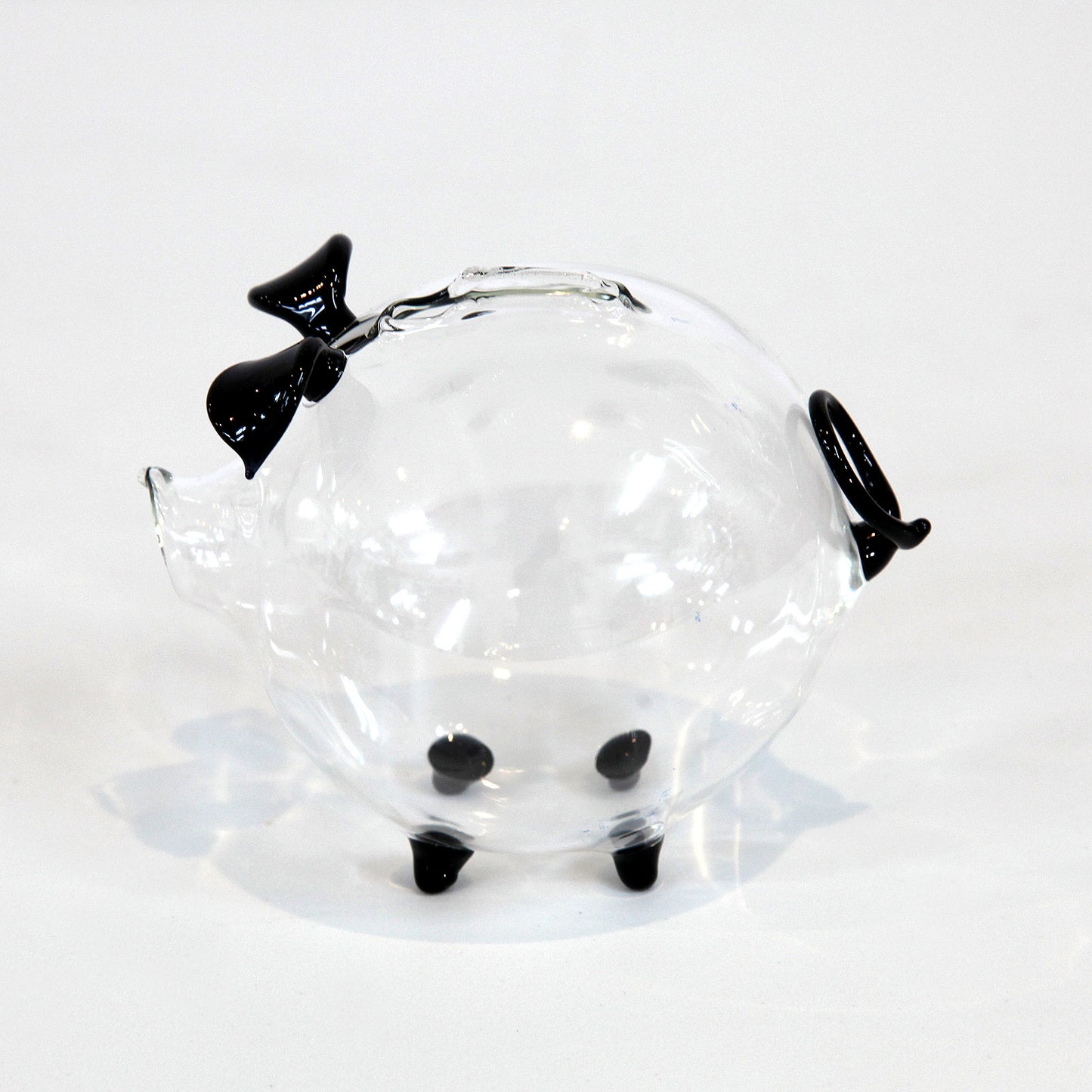 手作りガラス細工・ブタ貯金箱(黒)