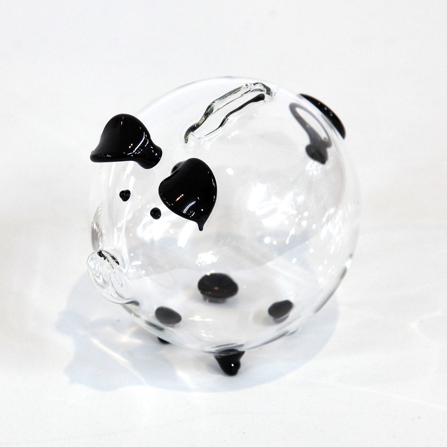 手作りガラス細工・ブタ貯金箱(黒)