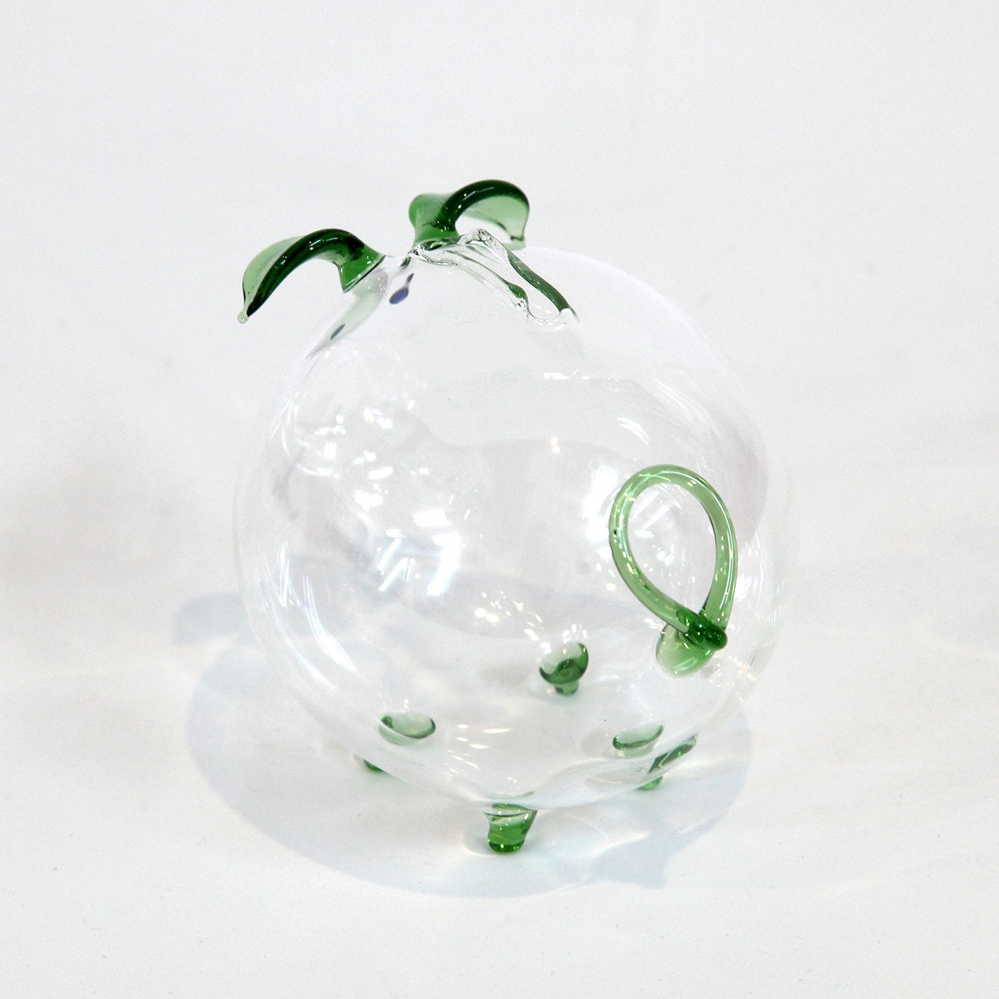 手作りガラス細工・ブタ貯金箱(緑)