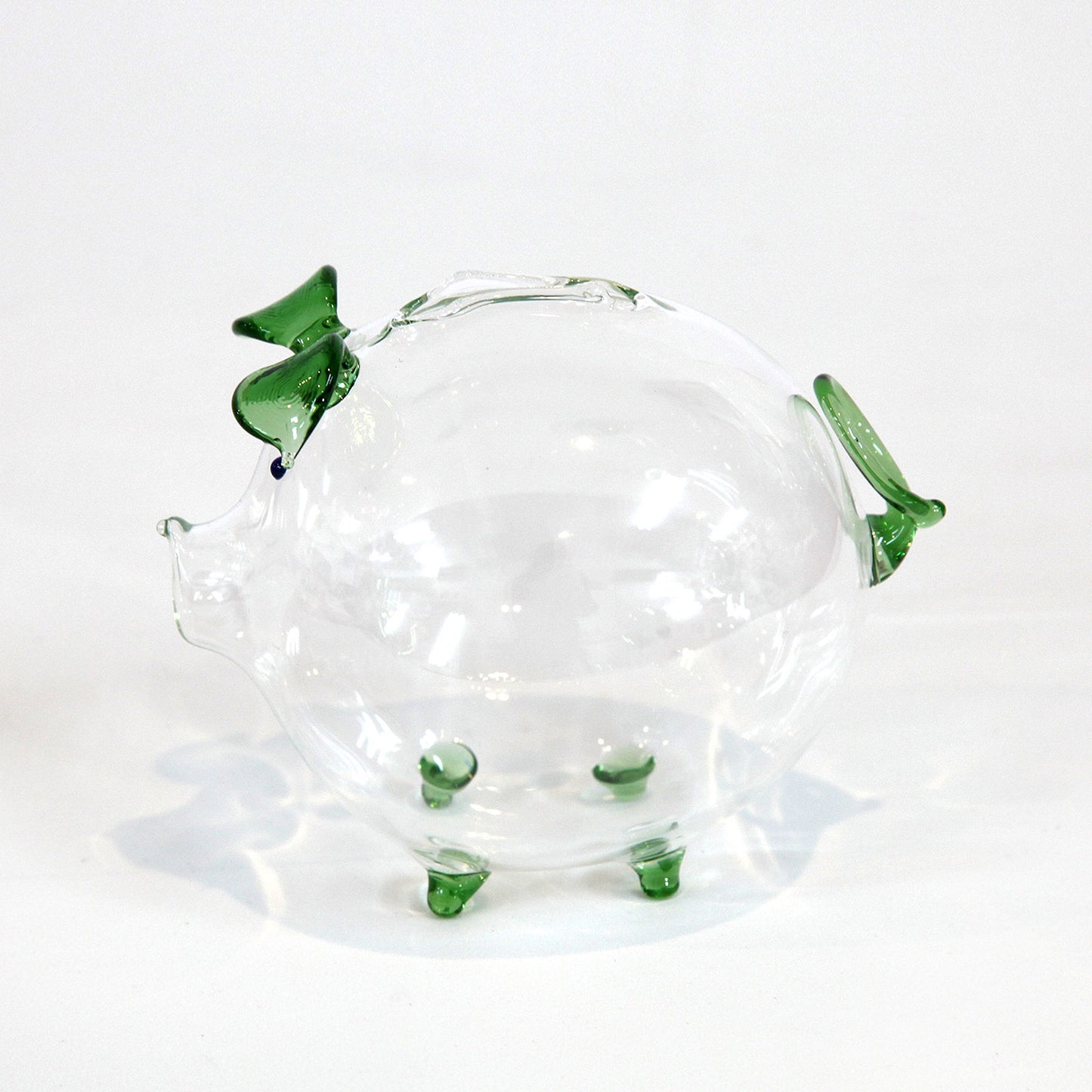 手作りガラス細工・ブタ貯金箱(緑)