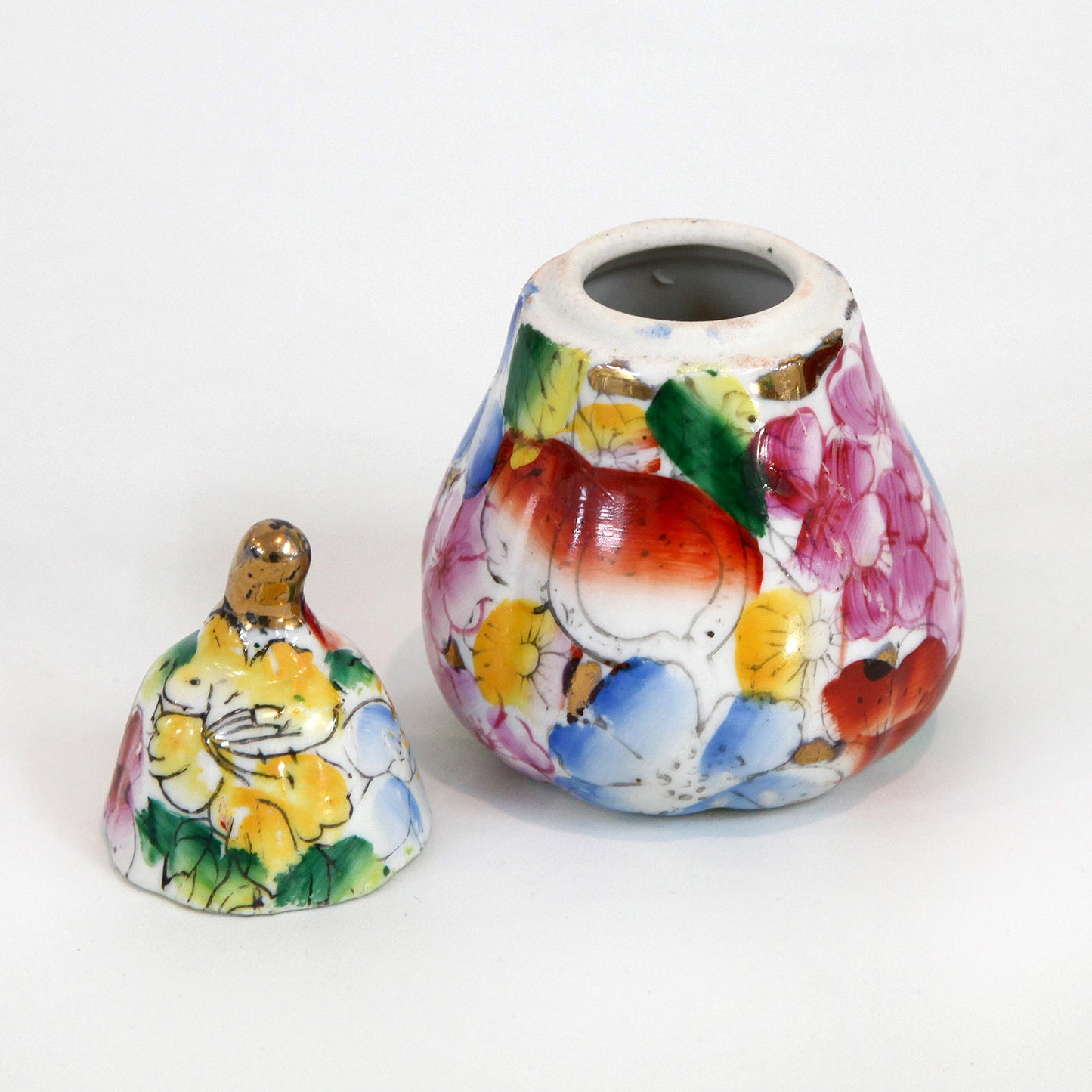 景徳鎮・花柄小物入れ(西洋ナシ型・大)