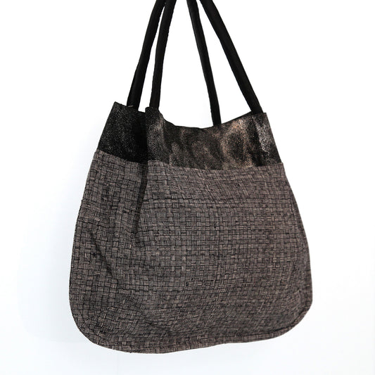 【チャイトロオリジナル】布バッグ|ブラック&シルバー