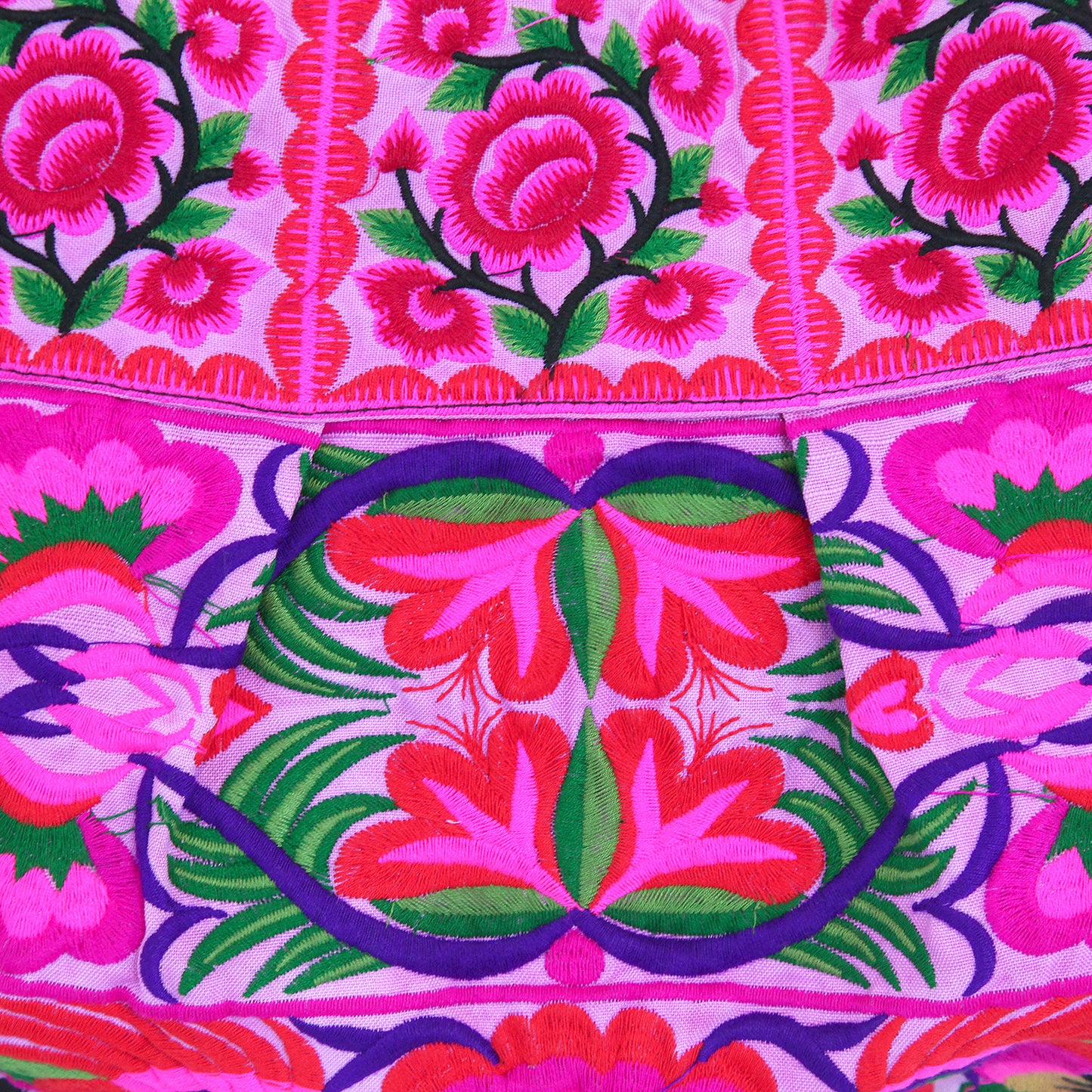 【タイ製】少数民族の刺繍バッグ(ピンク)