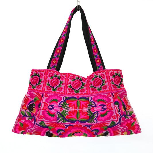 【タイ製】少数民族の刺繍バッグ(ピンク)