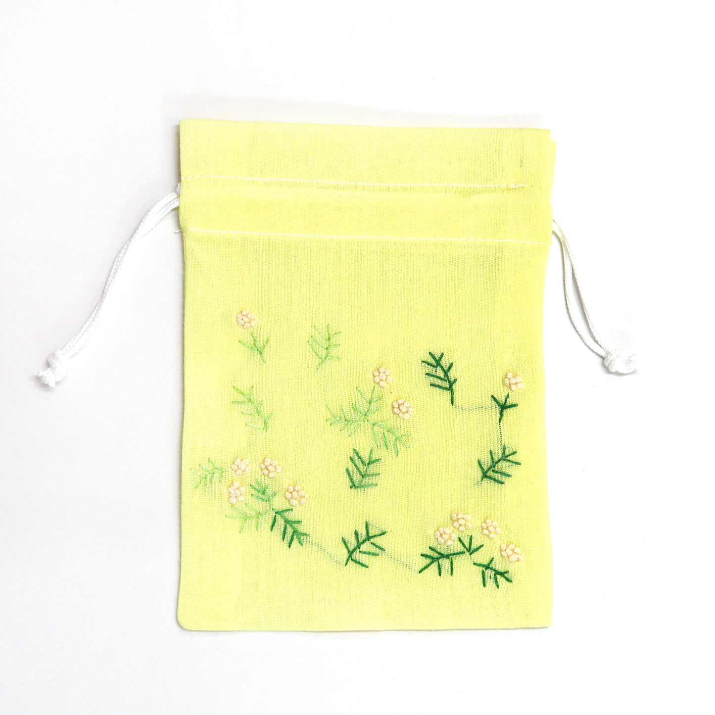 刺繍入り巾着(ピンク&イエロー)