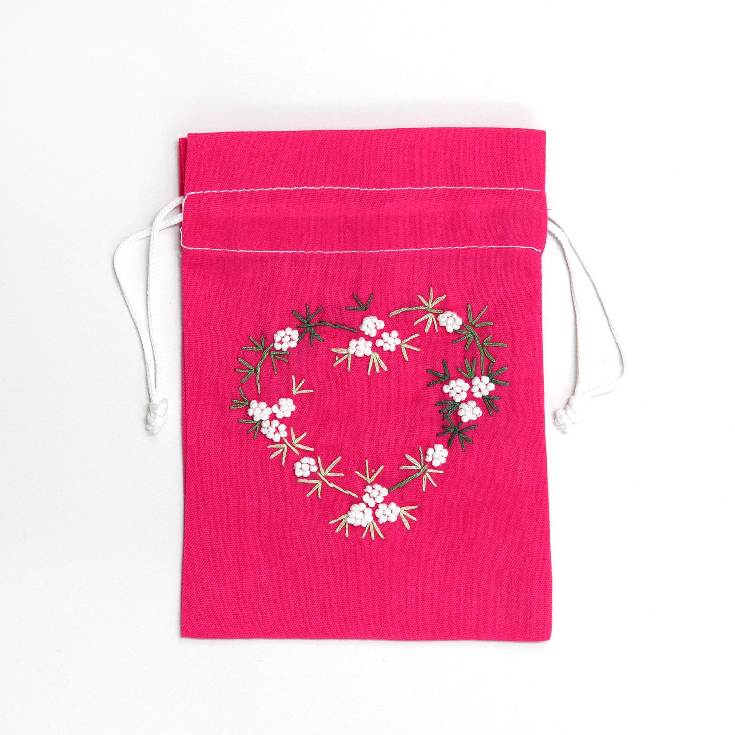 刺繍入り巾着(ピンク&イエロー)