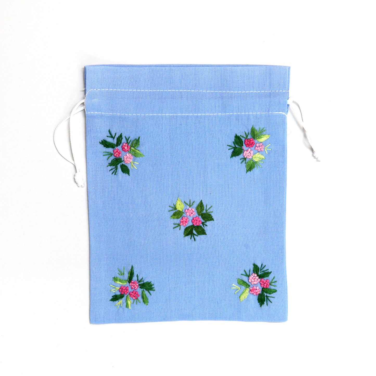 刺繍入り巾着(ブルー )