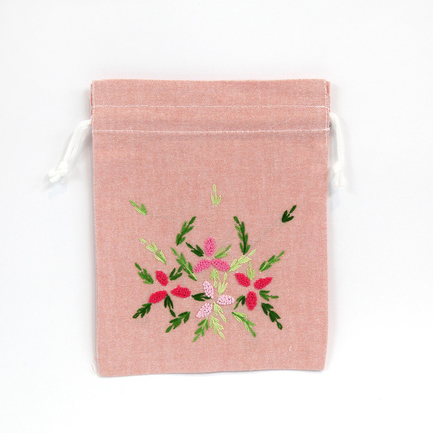 刺繍入り巾着(ピンク)