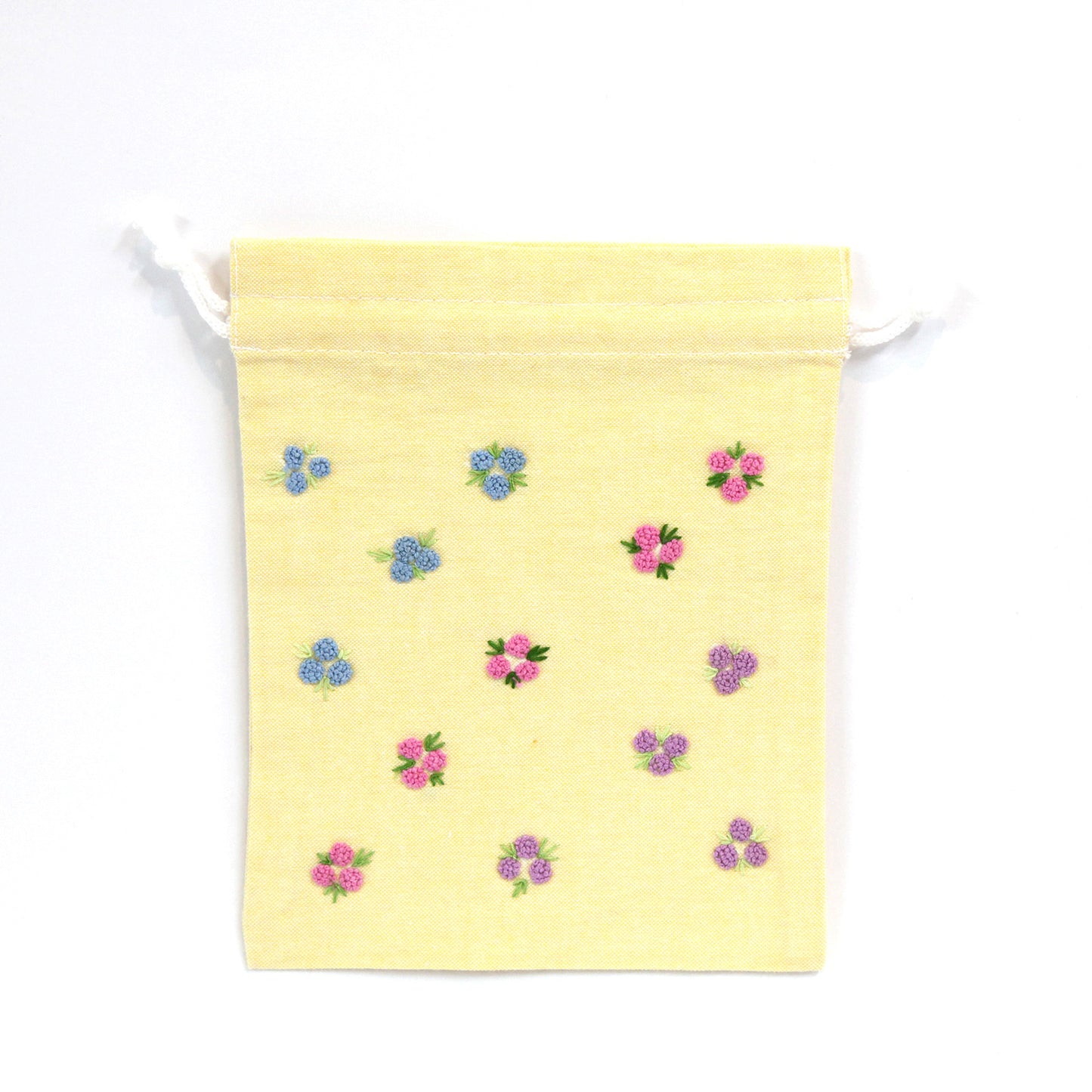 刺繍入り巾着(ライトイエロー)