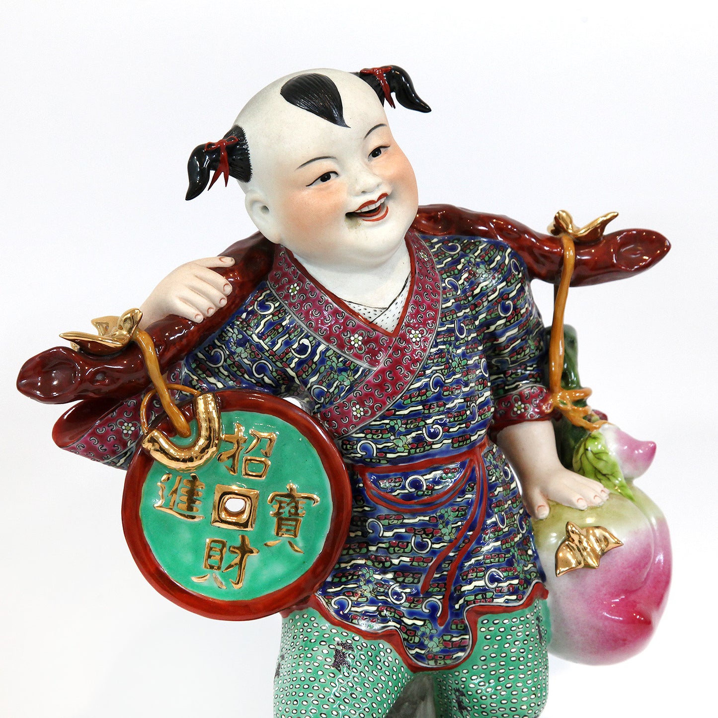 陶器の人形|幸運を運ぶ子供(金運と長寿)