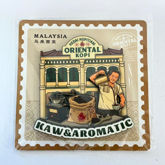 レトロなマグネット｜ORIENTAL KOPI（オリエンタルコーヒー） 茶色