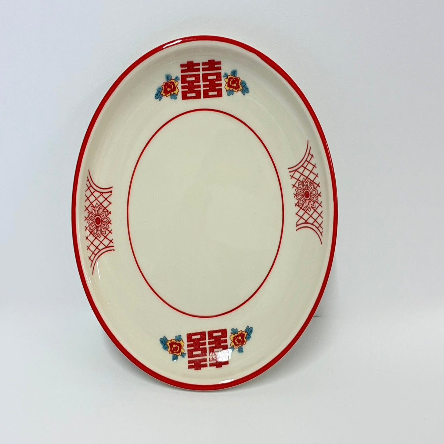 囍（ダブルハピネス）柄 中華食器 4点セット