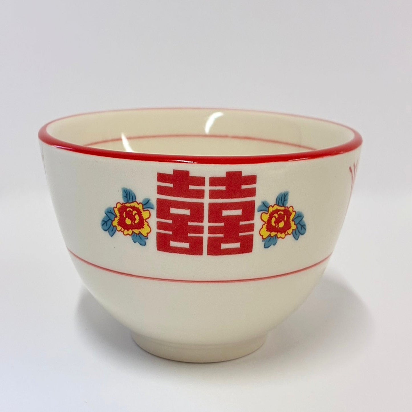 囍（ダブルハピネス）柄 中華食器 4点セット