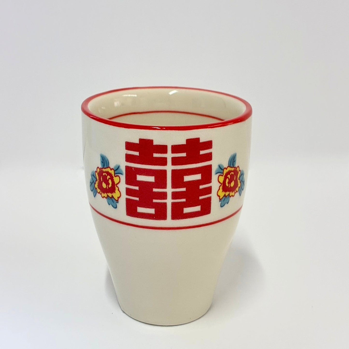 囍（ダブルハピネス）柄 中華食器 4点セット