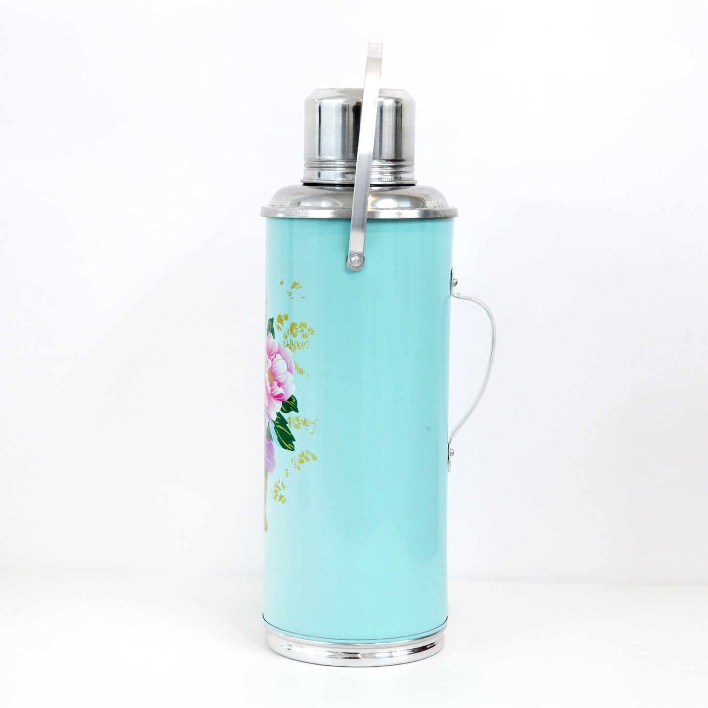 鉄製の水筒（水色・花）
