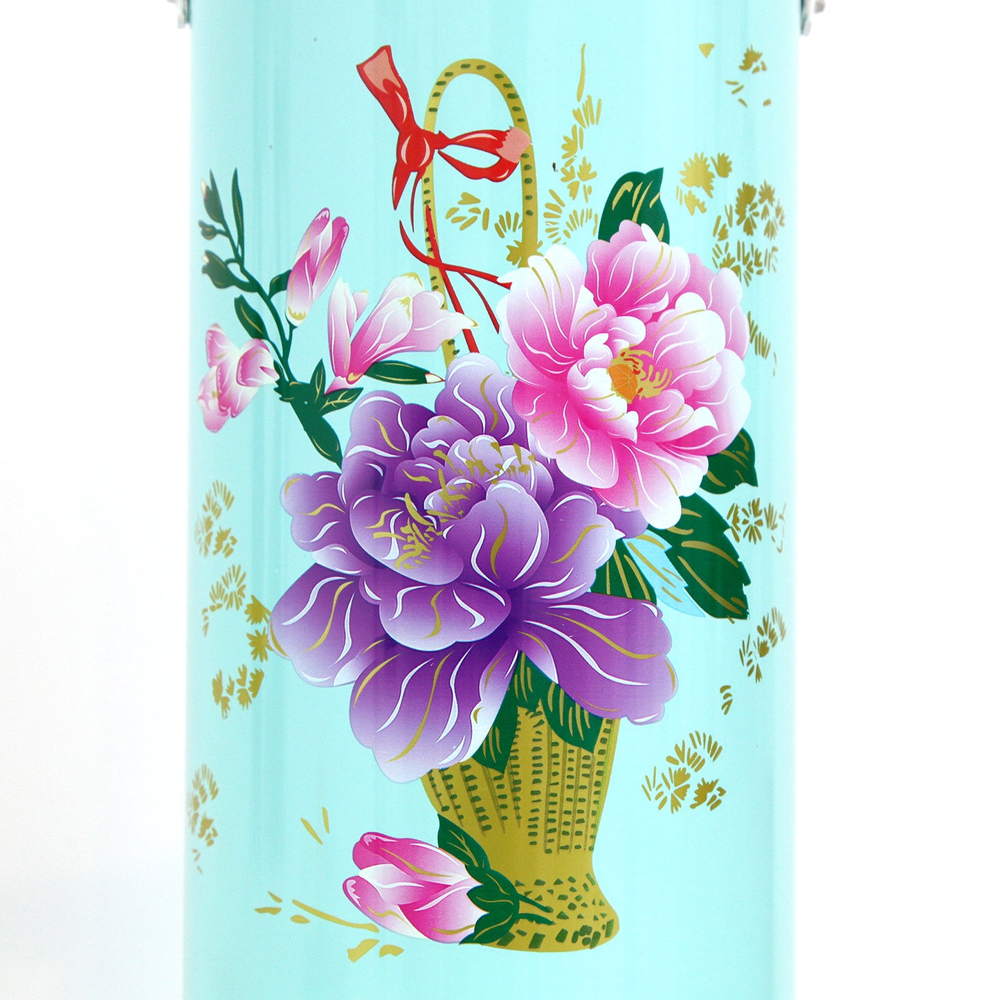 鉄製の水筒（水色・花）
