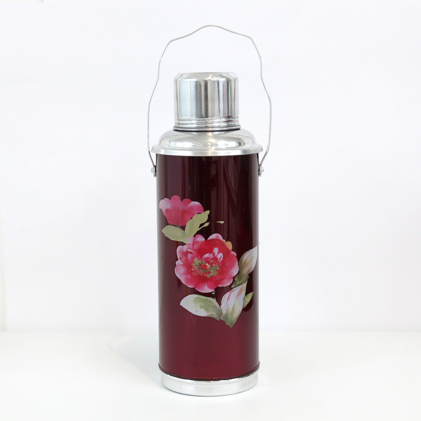 鉄製の水筒（ワインレッド・花）