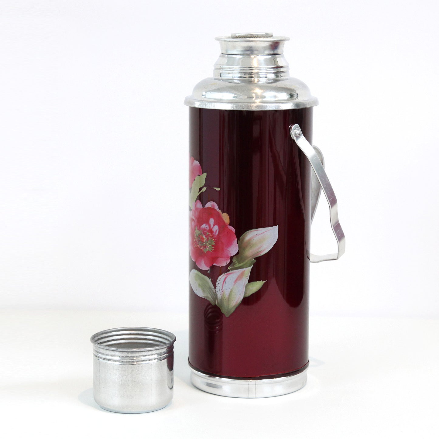 鉄製の水筒（ワインレッド・花）