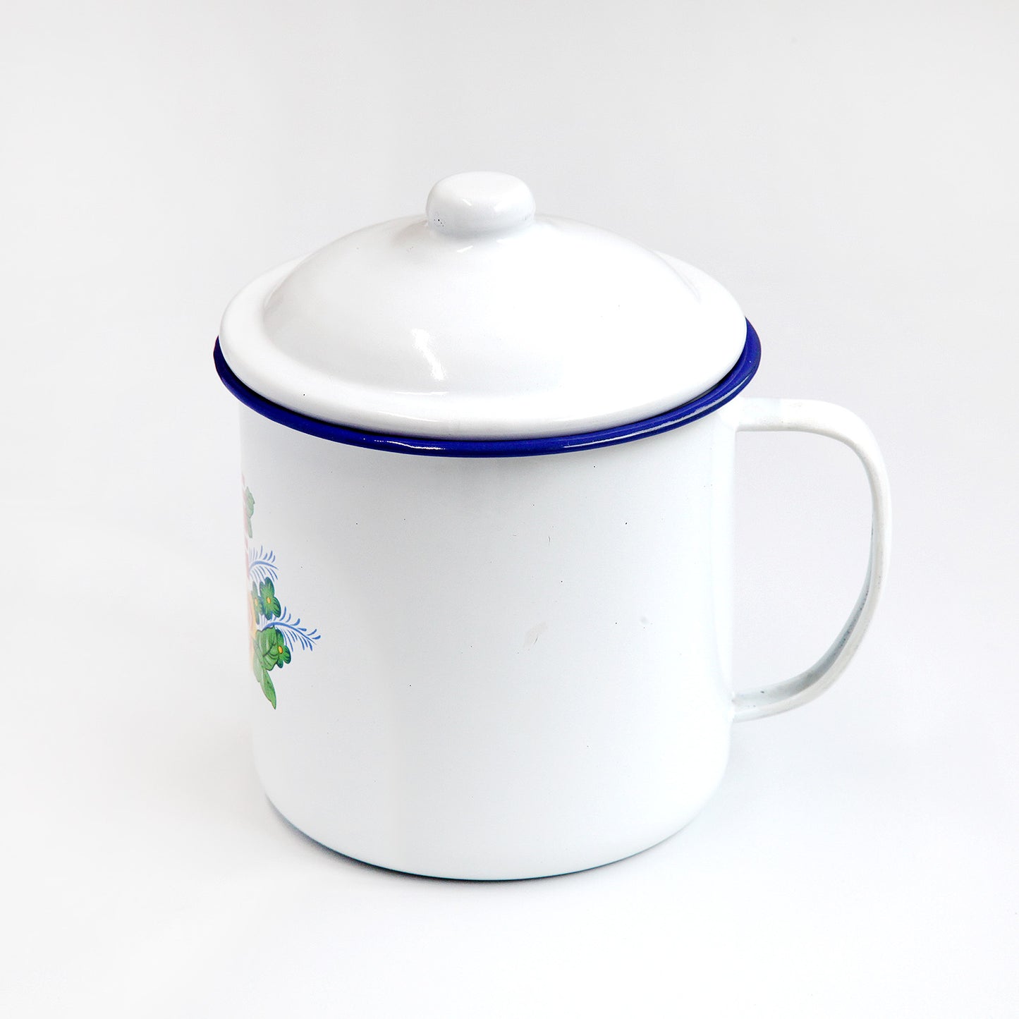 ホーローマグカップ 蓋付（赤と黄色のバラとダブルハピネス）