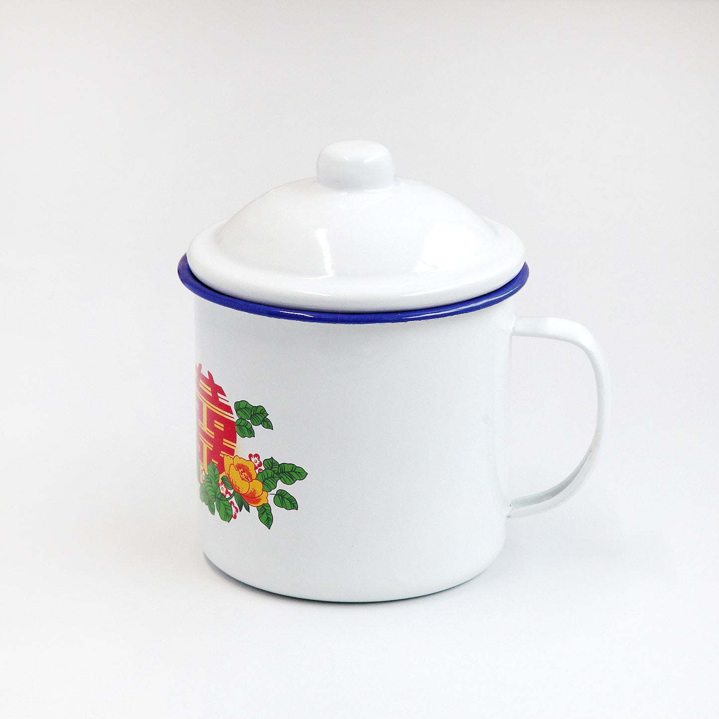 ホーローマグカップ 蓋付（黄色いバラとダブルハピネス）